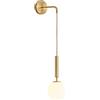 ZTTECH Globo in vetro bianco da 150 mm e metallo dorato Applique da parete Lampada da parete a goccia per comodino (Vetro bianco e metallo dorato)