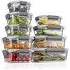 Fenger Set di contenitori in vetro per alimenti, 18 pezzi (9 contenitori, 9 coperchi trasparenti), lavabili in lavastoviglie, microonde e freezer, a prova di perdite, senza BPA