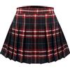 Happy Cherry Gonna corta a pieghe da ragazza a quadri, a vita elasticizzata, con linea ad A, gonna da donna piegata, con pantaloni, Plaid rosso, 170-176 cm