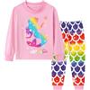 Smazero Set pigiama per bambine, 100% cotone, con stampa carina con fenicottero, abbigliamento da notte per bambini di Natale, top e pantaloni, età 2-8 anni, A-sirena, 7 anni
