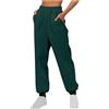 Generic Pantaloni della tuta da donna foderati in pile larghi con fondo stretto pantaloni sportivi casual morbidi a vita alta pantaloni larghi vestibilità elastica in vita allenamento tinta unita pantaloni