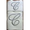RICAMI FIORENTINI BALDI Set Asciugamani con Iniziale, Spugna di Cotone 100% 400 gr/mq, 2 Pezzi: Viso+ ospite. Idea Regalo. (Lettera C) Grigio