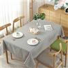 Fsnsu Tovaglia Cotone e Lino Rettangolare, Idrorepellente Anti-Macchia Tovaglia da Tavolo a Quadretti Multiuso per Interni e Esterni Decorazione Domestica della (140x220cm,Grigio)