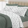 PENSIERI DELICATI Completo Letto Matrimoniale 100% Cotone, Completo 250x300 Comprensivo di Lenzuolo Sotto, Lenzuolo Sopra e 1 Federa a due Volant, Made in Italy, Fantasia Dandy Verde