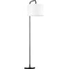 HOMCOM Lampada da Terra Arcuata con Interruttore a Pedale e Paralume in Tessuto Effetto Lino, Piantana Lampada da Terra in Acciaio, 64x38x163.5 cm, Bianca e Nera