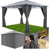 tectake® Gazebo in alluminio resistente alle Intemperie con 4 pannelli laterali, protezione solare o parapioggia, autoportante per terrazze, balconi, gazebo da giardino, grande tenda per eventi, 3 x 4