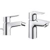 Grohe Start Edge Miscelatore Monocomando per Bidet, Cromo, Scarico a saltarello 1 1/4 & Start Edge Miscelatore Monocomando per Lavabo Taglia S, Cromo, Con piletta clic clac