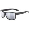 uvex LGL ocean P, occhiali da sole unisex, polarizzato, specchiato, black matt/silver-silver, one size