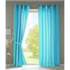 Gardinenbox Berlino 20405N2 - Set di 2 tende con occhielli, 245 x 140 cm, colore: turchese, opache, in microfibra satinata, permeabile alla luce, tinta unita opaca