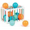 Ludi - Cubo di manipolazione - Giocattoli per Il risveglio del Bambino - dai 10 Mesi - Sviluppa la riflessione, la capacità motoria, Il Tocco e la Scoperta - 1 cubo Elastico + 12 Palline Arancioni e