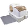 Petix Lettiera per gatti in acciaio inox con coperchio, XXL 61 x 40 x 44 cm, grande lettiera chiusa con filtro e rampa contro lo spargimento, a prova di perdite, inodore, tappetino 40 x 50, facile da pulire
