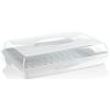 com-four® Contenitore per torte - scatola per il trasporto di dolci e alimenti - contenitore con coperchio e manico - vassoio da portata bianco (01 pezzi - disegno 2 bianco)