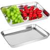Trendecor Set di 2 piatti da portata in acciaio inox, rettangolari, da cameriere, grande per buffet, sushi, torte, antipasti a casa/ristorante, 26 x 20 x 2,5 cm