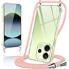 Coiwxmoi Cover per Xiaomi Redmi Note 14 4G con Cordino 6,67,Trasparente Custodia con Laccio Tracolla Corda Catena Cinghia,Ultra Morbido Silicone TPU Antiurto Case, Oro Rosa