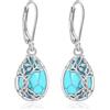 EUDORA Harmony Ball Orecchini Turchese Argento Sterling S925 per Donna, Orecchini a Goccia Albero della Vita Pendenti Orecchini a Monachella Turchese per Mamma Moglie