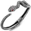 COOLSTEELANDBEYOND Acciaio Serpente Polsino Bracciale per Uomo e Donna, Serpente Design con Rosso Occhi, Braccialetto Stile Retrò