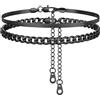 FindChic Cavigliera Donna Acciaio Inossidabile Set Cavigliere a 2 Pezzi Placcato Nero Catene Serpente+Cubana 22cm+5cm Regolabile Impermeabile Regalo Estate