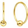 FANCIME Orecchini a Cerchio in Solido 18K 750 Oro Giallo Huggies Orecchini con pendente, Gioielli Regalo per Signore Ragazze - Diametro: 11 mm
