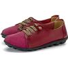 BININBOX Mocassino Donna,Vintage Scarpe Oxford in Pelle Comode e Leggere Scarpe Basse (Rosso,38)