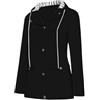 Générique Giacca antipioggia da donna impermeabile traspirante con cappuccio leggero taglia grande sportiva antivento donna flessibile autunno inverno outdoor, Nero , L