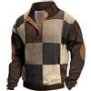 Generisch Felpa con cappuccio da uomo, casual, a maniche lunghe, con coulisse, jacquard, con felpa in pile, da uomo, 5XL, con chiusura lampo, da uomo, Marrone-6., L