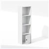 Furinno Luder Libreria Autoportante A 4 Ripiani Con Armadietto Portaoggetti Con 1 Anta, Bianco