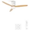CREATE / WINDCALM/Ventilatore da soffitto con luce con comando e controller parete, motore DC bianco e pale legno naturale / 40 W, silenzioso, Ø132 cm, 6 velocità, timer, funzione estate-inverno