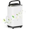 JUMMICO Deumidificatore elettrico, 12 l/giorno, deumidificatore elettrico con sensore di umidità, deumidificatore cantina con serbatoio dell'acqua da 2,2 l, indicatore LED, tubo di scarico da 1,5 m