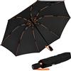 iX-brella Ombrello tascabile inversa in fibra di vetro con raggi colorati, nero/arancione, 106 cm, Ombrello tascabile XXL