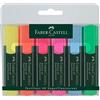 Faber-Castell 154806 - Set di evidenziatori TL 48, confezione da 6, colori neon, con punta a cuneo a lunga durata, larghezza linea 1 - 5 mm, ricaricabili