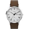 Timex Orologio da Uomo Waterbury da 40 mm, Cinturino in Pelle Marrone, Quadrante Bianco, Cassa in Acciaio Inox, TW2Y29500