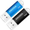 ENUODA Chiavetta USB 32GB 2 Pezzi Pen Drive USB 2.0 Unità Memoria Stick con luce LED (Nero Blu)