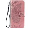 TEYYOS Farfalla Custodia Folio per Honor 90 Lite, Cover in PU/TPU Pelle Flip Portafoglio con Contanti e Schede Slot, Telefono Case Custodie - Oro Rosa
