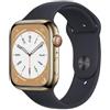 Apple Watch Series 8 (2022) GPS + Cellular 41 mm - Acciaio inossidabile Oro - Cinturino Sport Nero, excellent