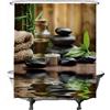 Ulticool - Zen Spa Meditazione Silenzio Natura - 180 x 200 cm - Tenda da Bagno - Lavabile - Antimuffa - con 12 Anelli Bianco - Blu Beige - Verde Beige Nero