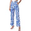 VERO MODA Vmeasy Joy HW Wide Pants Wvn Ga Pantaloni, Bianco Neve/AOP: Alisa Mazarine Blue, S Donna