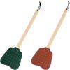 XIHIRCD 2pz Scacciamosche in Pelle, Scacciamosche Manuale Manico Lungo Legno con Corda Appesa Scacciamosche Pelle Resistente e Pratica Interni per Mosche Zanzare Api(Marrone, Verde Scuro)