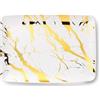 Decor Decorline Decorline - Vassoio da Portata - Set di 4 - Robusti Piatti da Portata in Plastica Riutilizzabili un aspetto Marmor, Vassoio Decorativo e Elegante, buffet feste - Rettangolare 20x28cm - Bianco/Oro