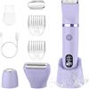 Scttomon Rasoio elettrico per donna Viso Bikini Corpo Tagliapeli corporeo per donna Epilatore per zona bikini Bikini-Trimmer Impermeabile IPX7 Display LCD Uso a secco/bagnato,Lilla