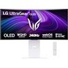 LG UltraGear OLED 34GX90SA Monitor Gaming 34, 21:9 curvo, WQHD (3440x1440), 240Hz, 0,03ms (GtG), Funzioni Smart con webOS 24, Speaker 14W, HDR 400 True Black, G-Sync, FreeSync, USB-C, WiFi, Bianco