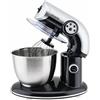 H.Koenig KM80 Planetaria Impastatrice multifunzione da 5,5 l in acciaio inox nero Potente 1000 W, 4 velocità, frusta, mixer, gancio, coperchio antischizzo