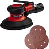 Einhell TC-PE 150 Smerigliatrice rotorbitale pneumatica (diam. Platorello 15 mm, incl. 6 carte abrasive, raccordo rapido, chiave per dadi)