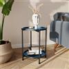DEGHI Tavolino pieghevole 37 cm con due ripiani in metallo blu notte - Kivi