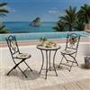 DEGHI Set bistrot con tavolo rotondo 60 cm e 2 sedie con decorazione mosaico a fiori multicolore - Otranto