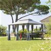 DEGHI Gazebo 4x3 m con tende laterali in acciaio e poliestere grigio - Malvasia