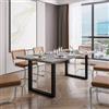 DEGHI Tavolo da pranzo 200x100 cm top grigio effetto pietra 38 mm e gambe a U 8x4 in metallo nero - Upton
