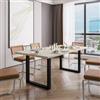 DEGHI Tavolo da pranzo 200x100 cm top effetto rovere bianco 38 mm e gambe a U 8x4 in metallo nero - Upton