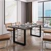 DEGHI Tavolo da pranzo 200x100 cm top effetto rovere grigio 38 mm e gambe a U 8x4 in metallo nero - Upton