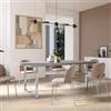 DEGHI Tavolo da pranzo 200x100 cm top grigio effetto pietra 38 mm e gambe a U 5x5 in metallo cromo - Upton