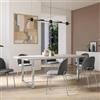 DEGHI Tavolo da pranzo 200x100 cm top effetto rovere bianco 38 mm e gambe a U 5x5 in metallo cromo - Upton